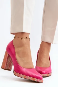 Laura Messi Czółenka Na Słupku 2746 Różowe Różowy