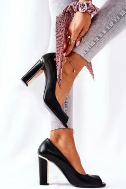 Damskie Monnari Czółenka Na Słupku 0780-020 Czarne