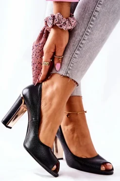 Damskie Monnari Czółenka Na Słupku 0780-020 Czarne