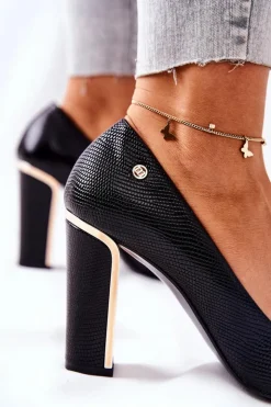 Damskie Monnari Czółenka Na Słupku 0780-020 Czarne