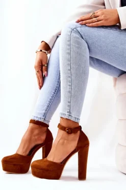 Boto Czółenka Na Platformie|Czółenka Zamszowe*Czółenka Na Słupku Platformie Zamszowe Camel Netel