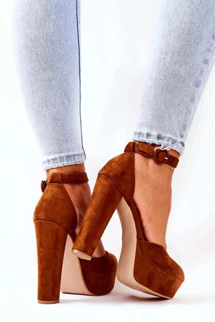 Boto Czółenka Na Platformie|Czółenka Zamszowe*Czółenka Na Słupku Platformie Zamszowe Camel Netel