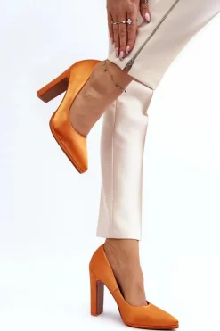 Boto Czółenka Klasyczne*Czółenka Na Słupku Pomarańczowe Piatti