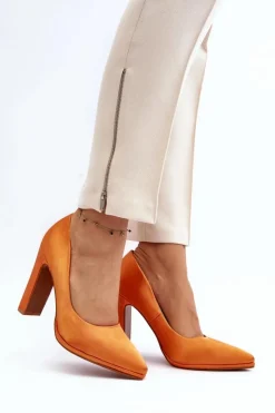 Boto Czółenka Klasyczne*Czółenka Na Słupku Pomarańczowe Piatti