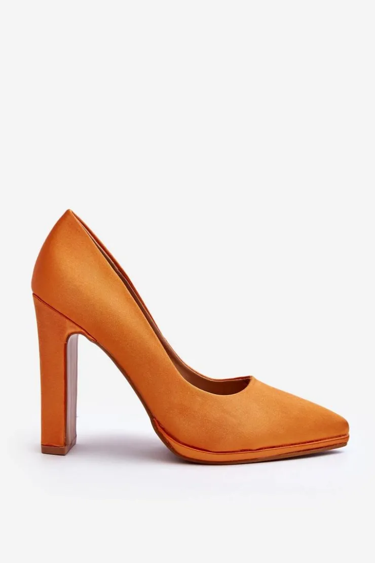 Boto Czółenka Klasyczne*Czółenka Na Słupku Pomarańczowe Piatti