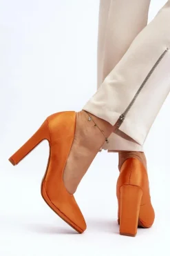 Boto Czółenka Klasyczne*Czółenka Na Słupku Pomarańczowe Piatti