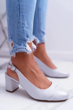 Damskie Buty Sergio Leone Czółenka Na Słupku Sergio Leone SK797 Szare Hertes