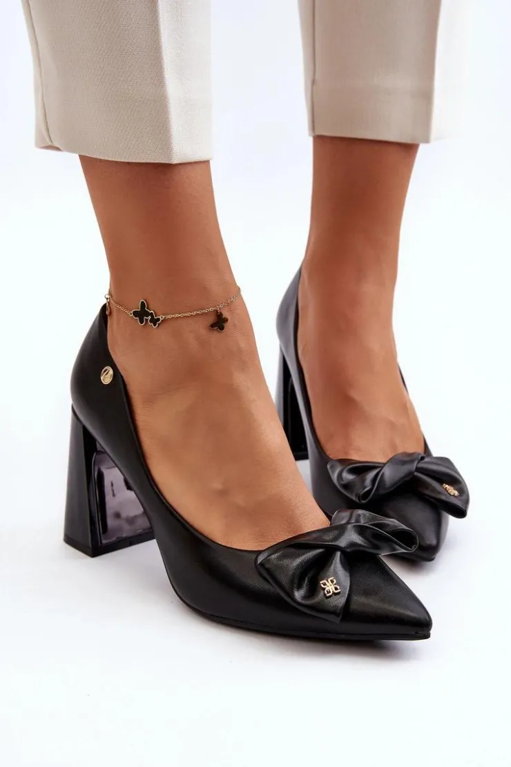 Buty damskie Vinceza Czółenka Na Słupku|Czółenka Klasyczne*Czółenka Na Słupku Z Kokardą Czarne Ariemessa Czarny