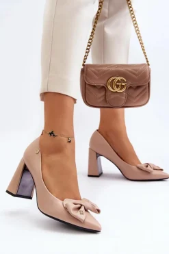 Damskie Buty damskie Vinceza Czółenka Na Słupku Z Kokardą Beżowe Ariemessa