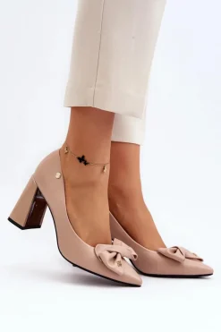 Damskie Buty damskie Vinceza Czółenka Na Słupku Z Kokardą Beżowe Ariemessa