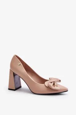 Damskie Buty damskie Vinceza Czółenka Na Słupku Z Kokardą Beżowe Ariemessa