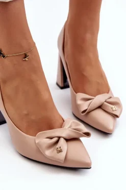 Damskie Buty damskie Vinceza Czółenka Na Słupku Z Kokardą Beżowe Ariemessa