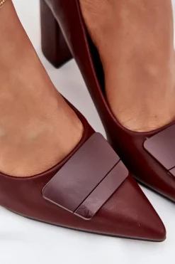 Online Boto Czółenka Na Słupku Z Ozdobą Bordowe Celira