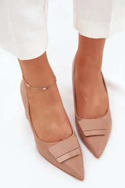 Boto Czółenka Na Słupku|Czółenka Klasyczne*Czółenka Na Słupku Z Ozdobą Ciemnobeżowe Celira Beżowy