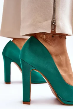 Damskie Boto Czółenka Na Słupku Zielone Piatti