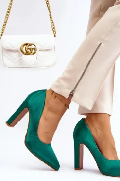 Damskie Boto Czółenka Na Słupku Zielone Piatti