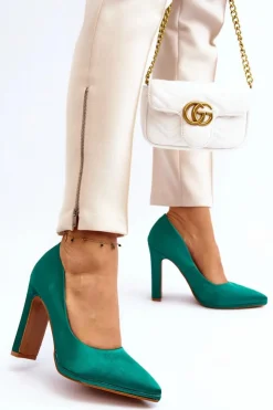 Damskie Boto Czółenka Na Słupku Zielone Piatti