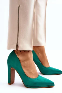 Damskie Boto Czółenka Na Słupku Zielone Piatti