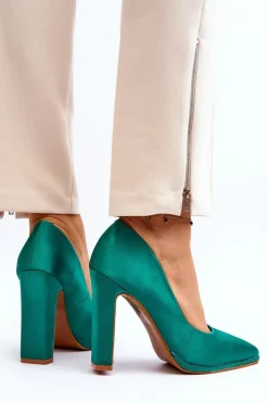 Damskie Boto Czółenka Na Słupku Zielone Piatti
