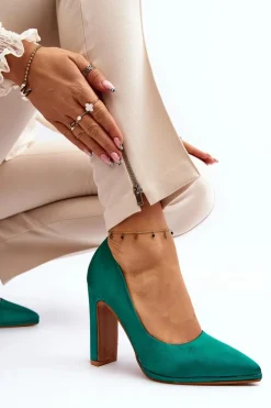 Damskie Boto Czółenka Na Słupku Zielone Piatti