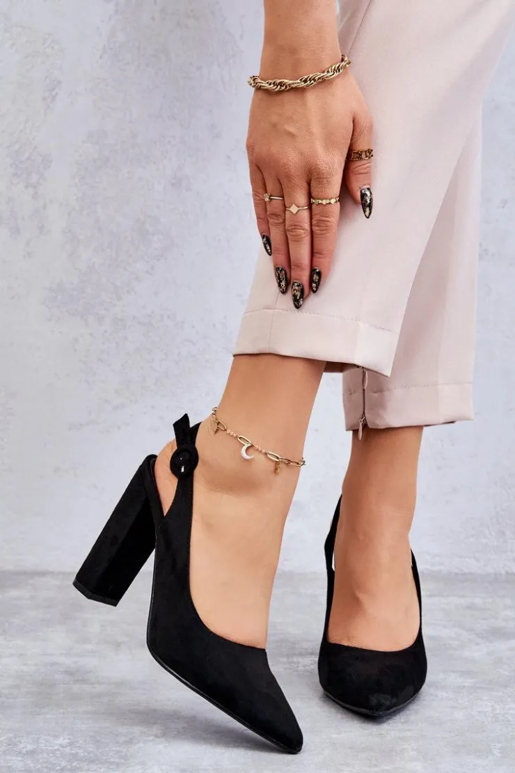 Boto Czółenka Na Słupku|Czółenka Klasyczne*Czółenka W Szpic Na Obcasie Czarne Alanza