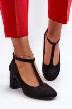 Evento Czółenka Na Słupku|Czółenka Klasyczne*Czółenka Z Eko Zamszu Na Słupku Czarne Raniyah Czarny