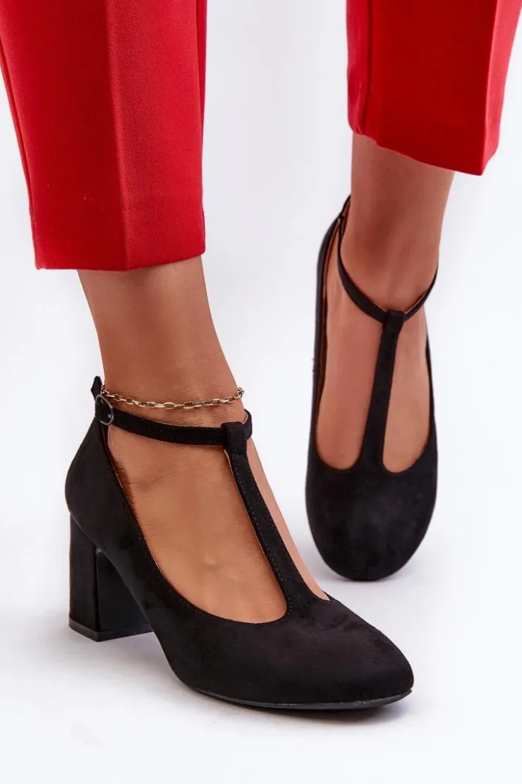 Evento Czółenka Na Słupku|Czółenka Klasyczne*Czółenka Z Eko Zamszu Na Słupku Czarne Raniyah Czarny