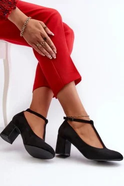 Evento Czółenka Na Słupku|Czółenka Klasyczne*Czółenka Z Eko Zamszu Na Słupku Czarne Raniyah Czarny