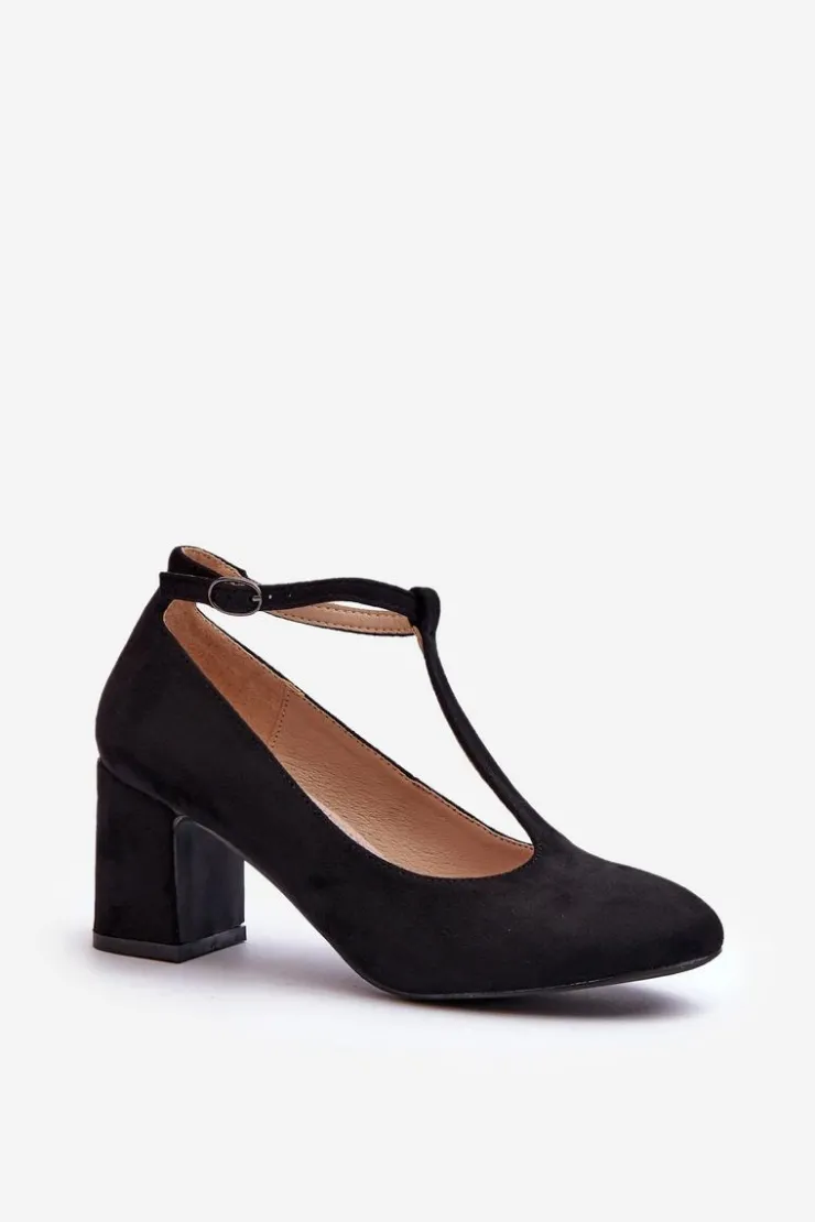 Evento Czółenka Na Słupku|Czółenka Klasyczne*Czółenka Z Eko Zamszu Na Słupku Czarne Raniyah Czarny