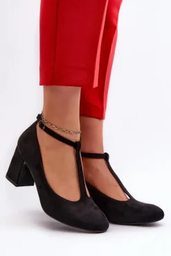 Evento Czółenka Na Słupku|Czółenka Klasyczne*Czółenka Z Eko Zamszu Na Słupku Czarne Raniyah Czarny