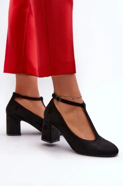 Evento Czółenka Na Słupku|Czółenka Klasyczne*Czółenka Z Eko Zamszu Na Słupku Czarne Raniyah Czarny