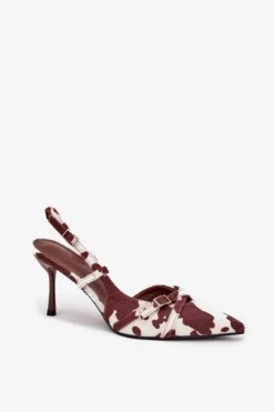 Boto Szpilki Lakierowane|Czółenka Klasyczne*Czółenka Z Odkrytą Piętą I Paseczkami Łaty Biało-Brązowe Ravira Brązowy