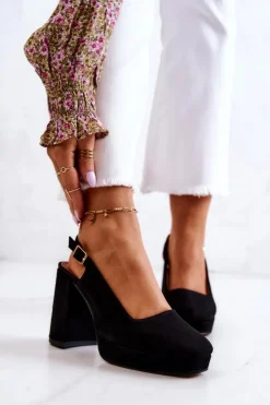 Maciejka Czółenka Zamszowe|Czółenka Na Słupku*Czółenka Zamszowe 05441-01 Czarne