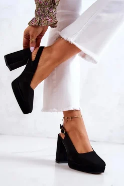 Maciejka Czółenka Zamszowe|Czółenka Na Słupku*Czółenka Zamszowe 05441-01 Czarne