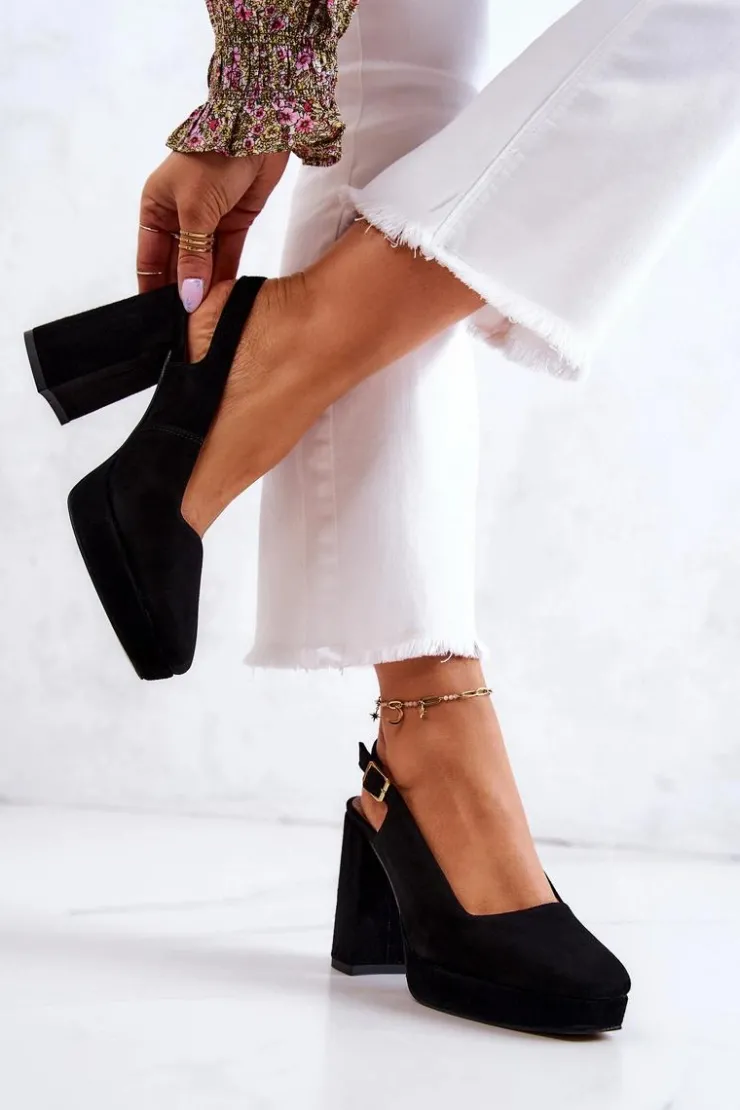 Maciejka Czółenka Zamszowe|Czółenka Na Słupku*Czółenka Zamszowe 05441-01 Czarne