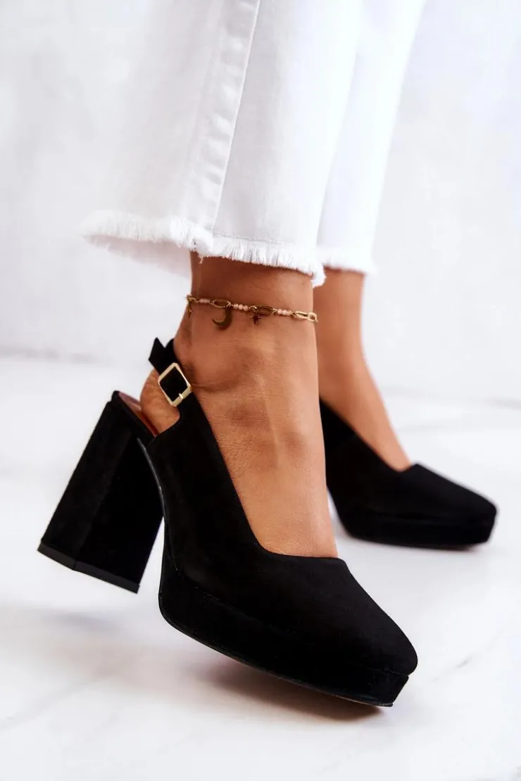 Maciejka Czółenka Zamszowe|Czółenka Na Słupku*Czółenka Zamszowe 05441-01 Czarne