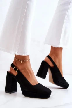 Maciejka Czółenka Zamszowe|Czółenka Na Słupku*Czółenka Zamszowe 05441-01 Czarne