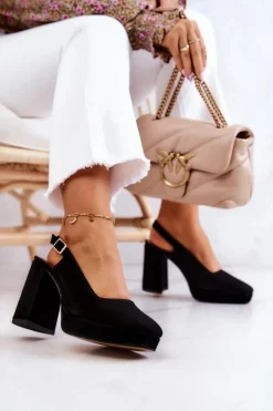 Maciejka Czółenka Zamszowe|Czółenka Na Słupku*Czółenka Zamszowe 05441-01 Czarne