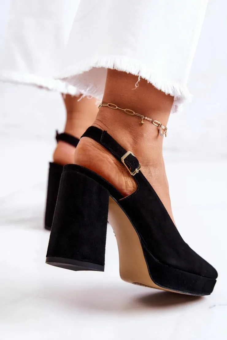 Maciejka Czółenka Zamszowe|Czółenka Na Słupku*Czółenka Zamszowe 05441-01 Czarne