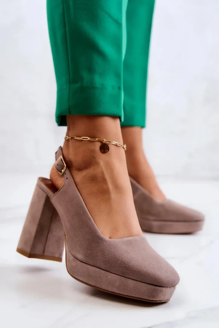 New Maciejka Czółenka Zamszowe 05441-10 Beżowe