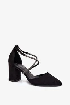 Hot Boto Czółenka Ze Szpiczastymi Noskami I Zdobionymi Paseczkami Na Słupku Czarne Verithas