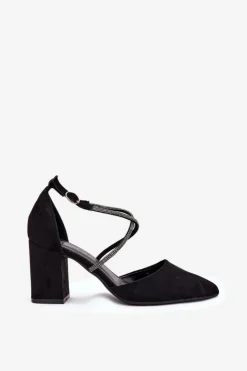 Hot Boto Czółenka Ze Szpiczastymi Noskami I Zdobionymi Paseczkami Na Słupku Czarne Verithas