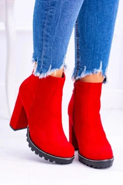 Boto Botki Na Słupku|Czarne Botki*Czerwone botki na słupku Guriela Suede