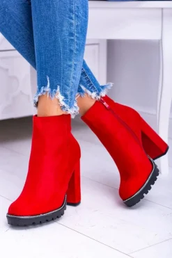 Boto Botki Na Słupku|Czarne Botki*Czerwone botki na słupku Guriela Suede