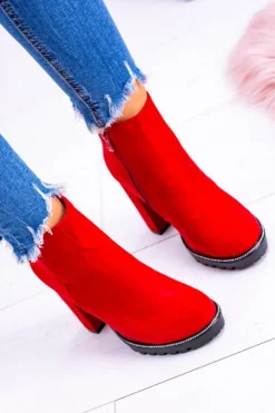 Boto Botki Na Słupku|Czarne Botki*Czerwone botki na słupku Guriela Suede