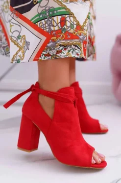 Buty damskie Vinceza Sandały Na Obcasie|Botki Sznurowane*Czerwone Botki Sandały Na Słupku Odkryte Palce Grays