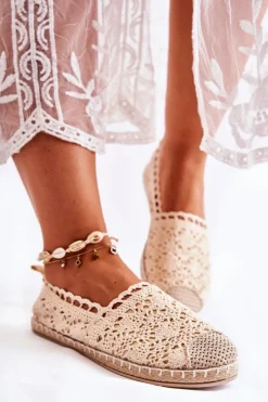 New Boto Damskie Ażurowe Espadryle Wsuwane Beżowe Letisa