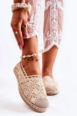 New Boto Damskie Ażurowe Espadryle Wsuwane Beżowe Letisa