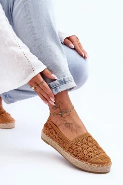 Boto Espadryle Na Platformie*Damskie Ażurowe Espadryle Camel One Lover