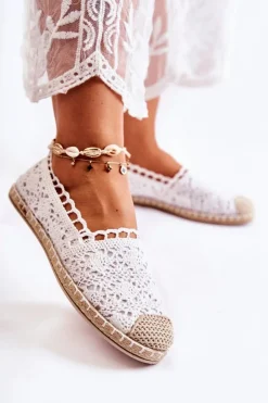 Damskie Boto Damskie Ażurowe Espadryle Wsuwane Białe Letisa